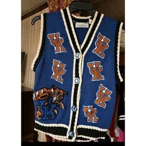 Vintage UK Kentucky Wildcats Basketball Cardigan Sweater XL Belle Pointe NCAA